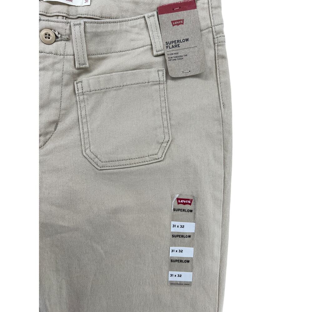 Levi’s Superlow Flare Jeans Womens 31 Beige Low Rise Y2K 2000s NWT - Picture 5 of 5